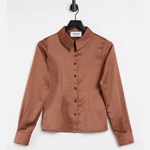 COLLUSION Satin Button Down Shirt